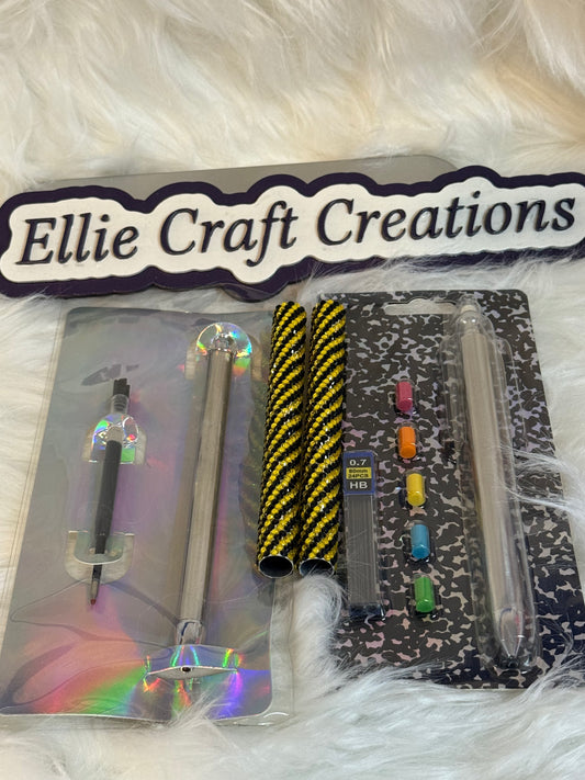 #21 Black and Gold Rhinestone Pen and Mechanical Pencil Set