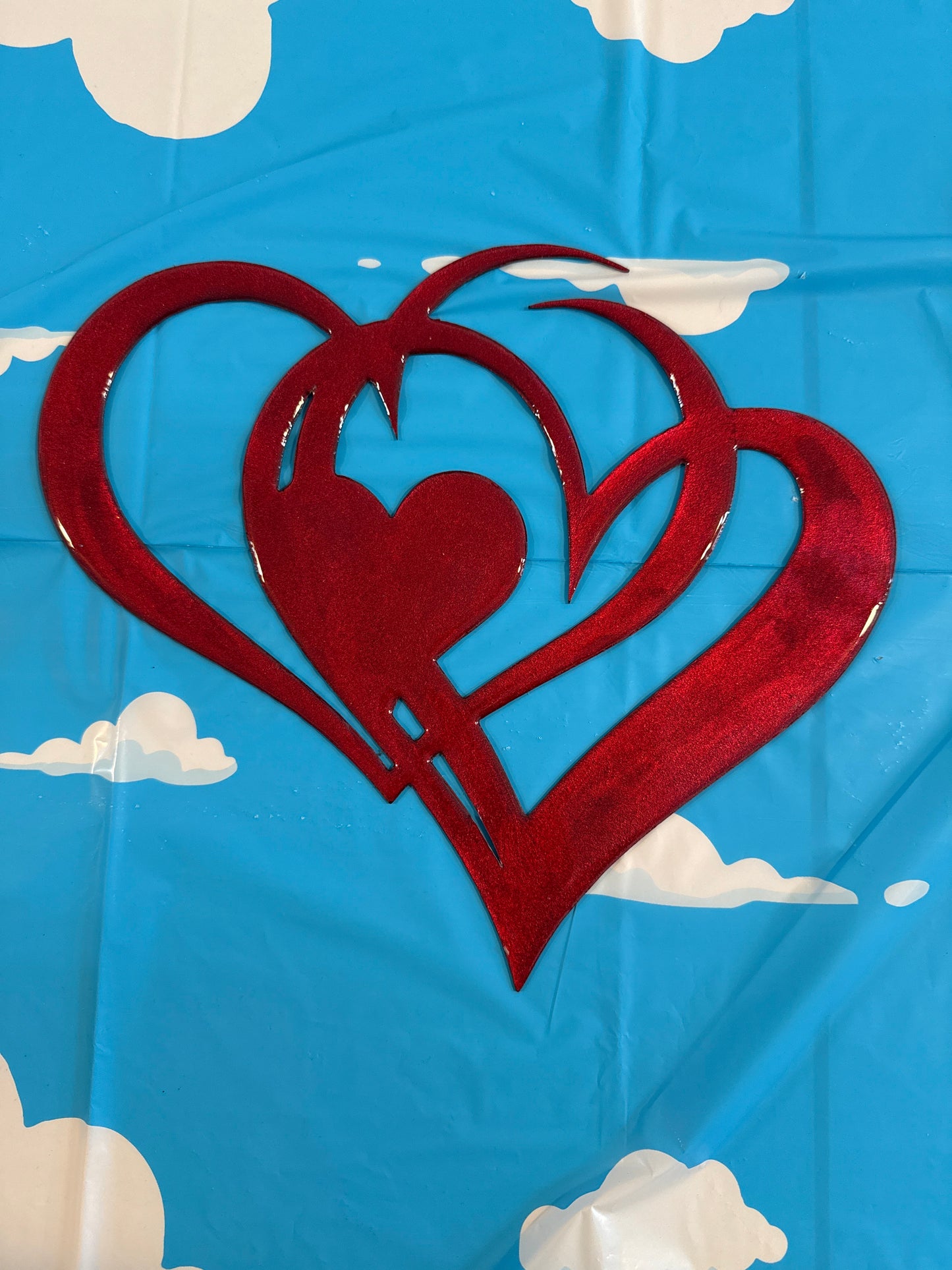 Red Hearts Metal Wall Sign