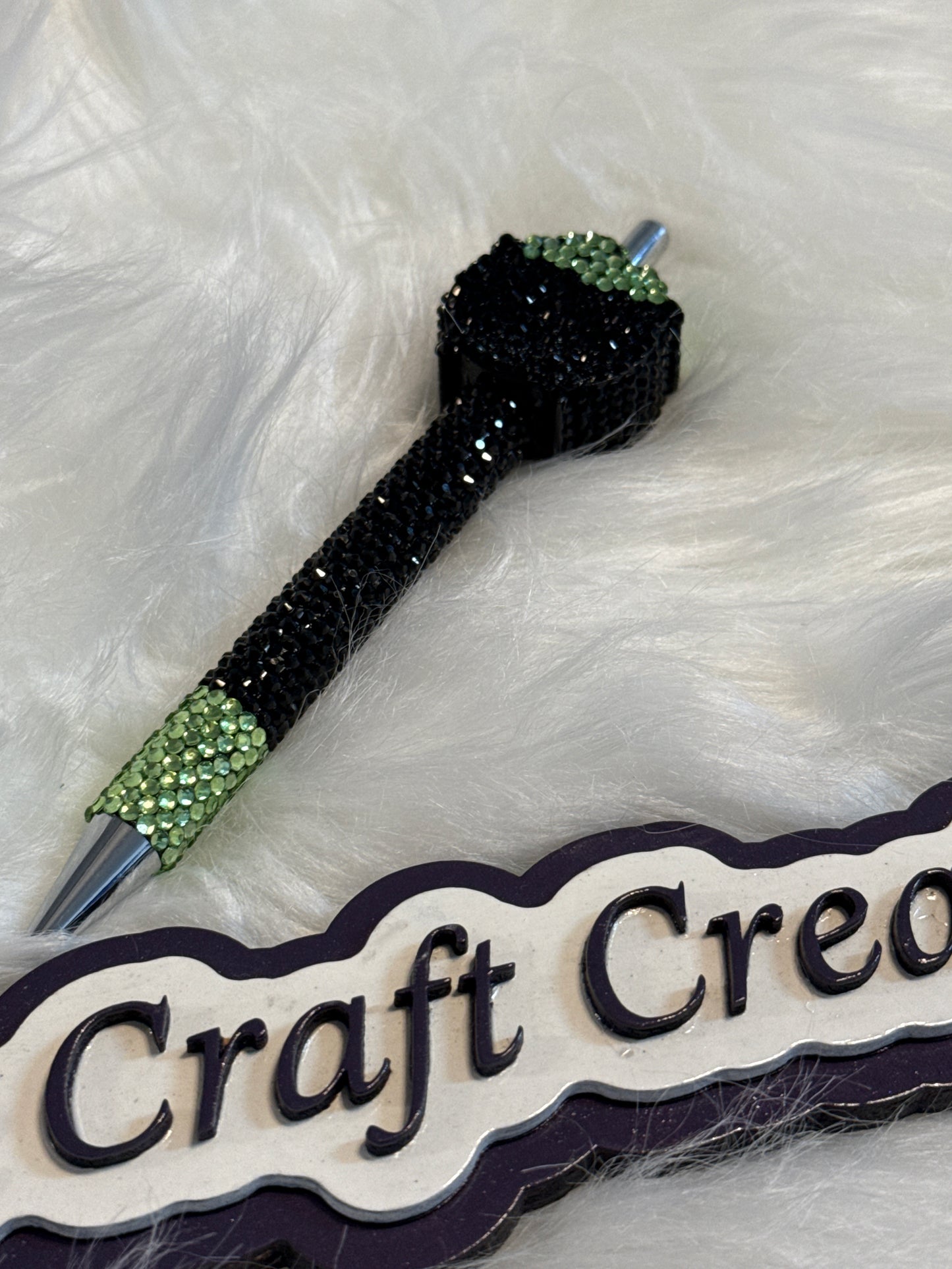 #27 Black/Green Cauldron Rhinestone Pen