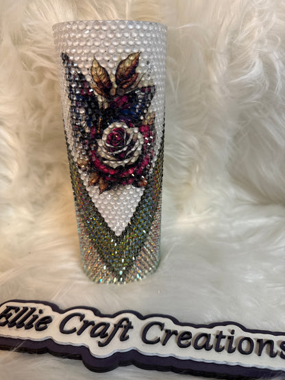 #20 20oz Butterfly and Rose Rhinestone V-Split Tumbler