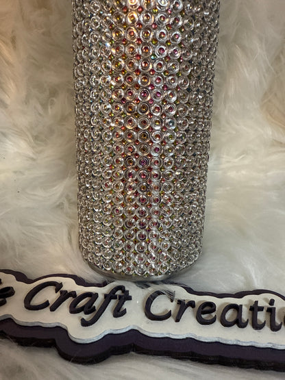 #22 20oz Stainless Steel Silver, Rainbow Rhinestone Tumbler