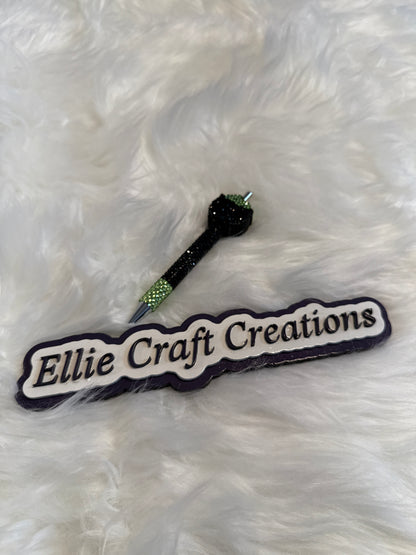 #27 Black/Green Cauldron Rhinestone Pen