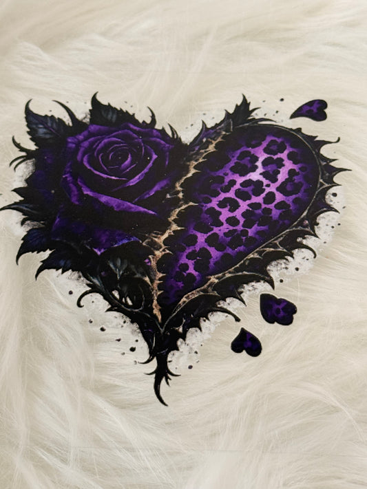 Gothic Purple and Leopard Heart/Rose