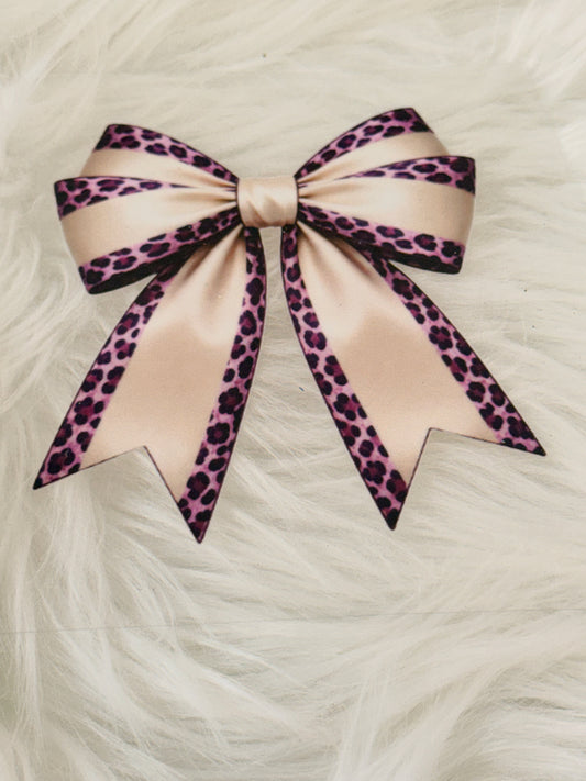 Purple Leopard Print Bow