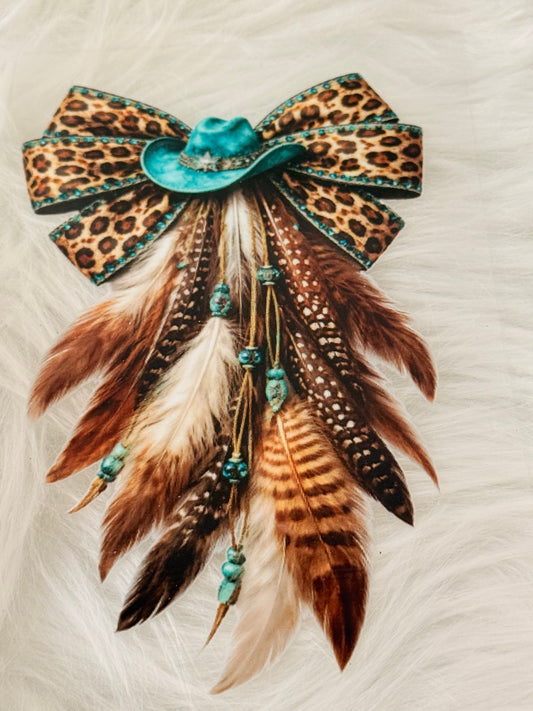 Teal Cowboy Hat Bow
